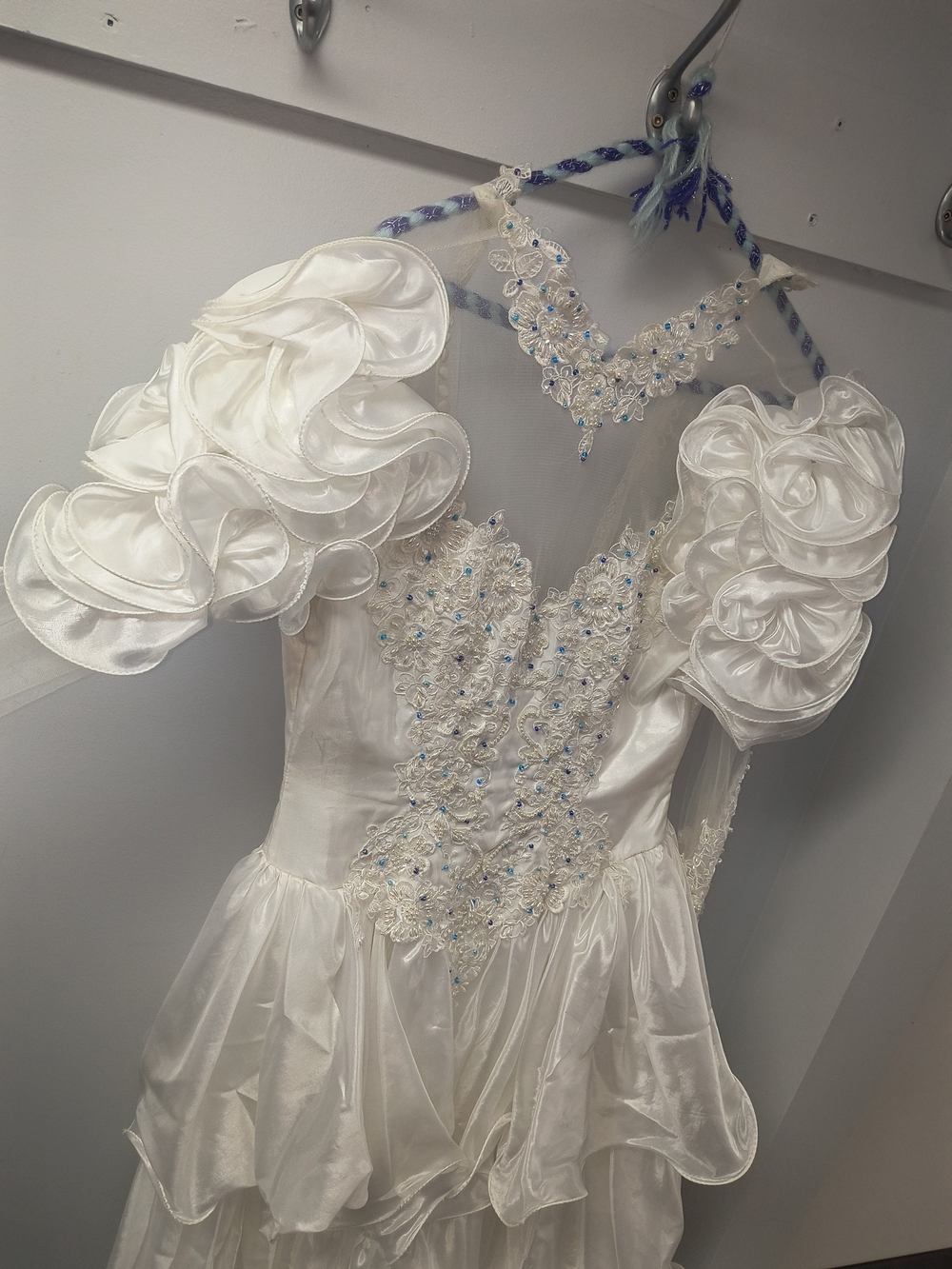 White Ruffled Lace Applique Kids Dress